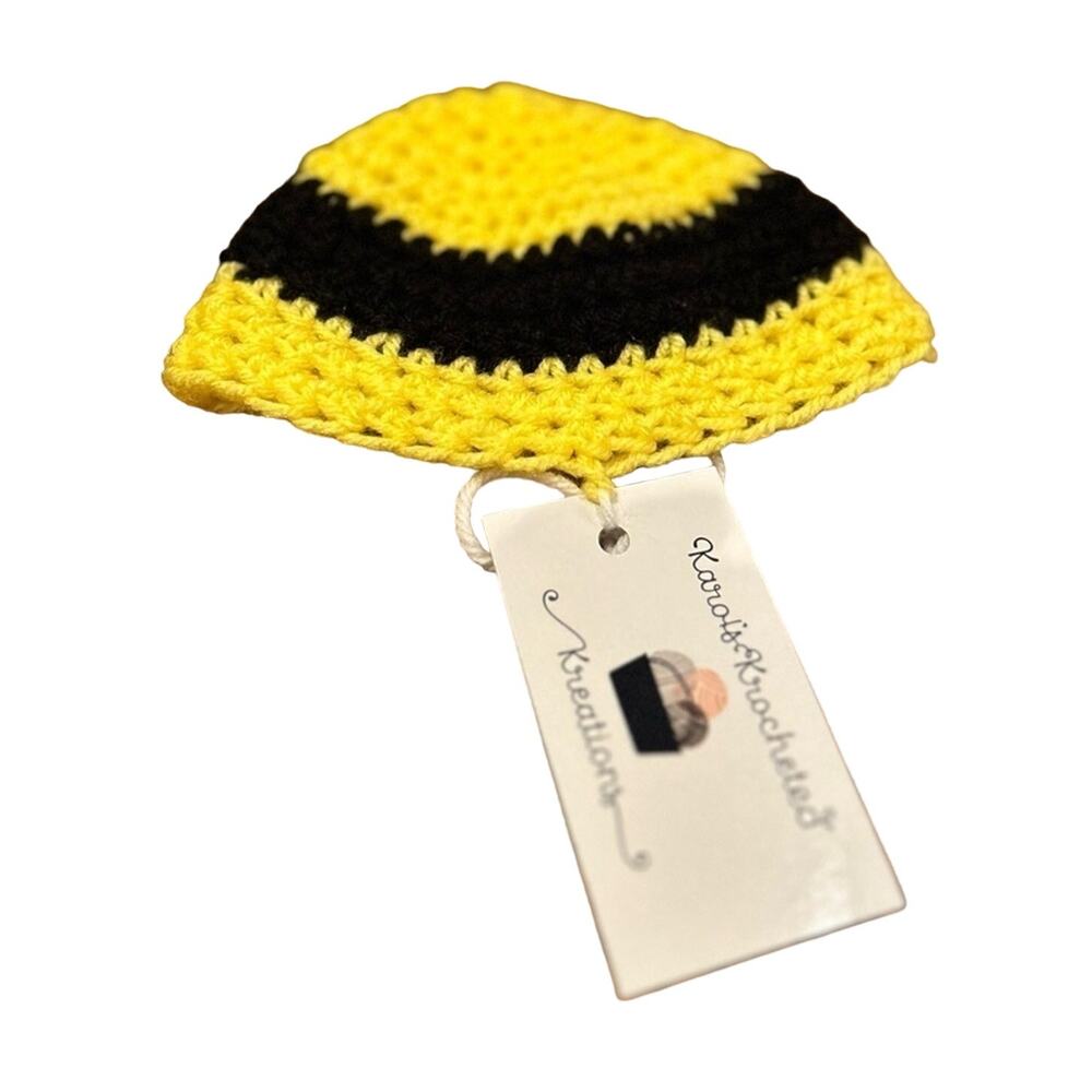 Karol's Krocheted Kreations Beanie Baby Yellow Black New Striped Crochet Hat